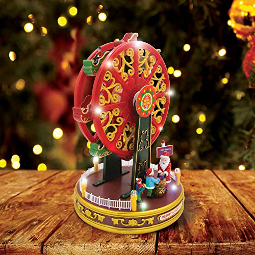 The Christmas Workshop 81300 Revolving Musical Ferris Wheel/Light Up Christmas Decoration / 10 x Multi-Coloured LED Lights/Plays 8 Different Classic Christmas Songs / 27cm x 19cm