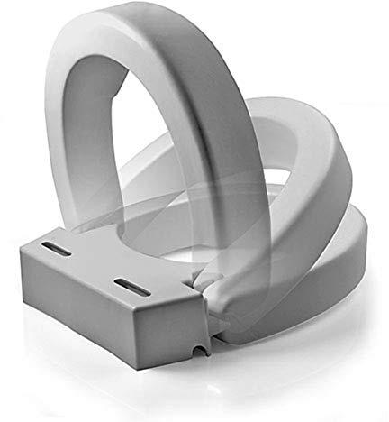 MABIS Hinged Elevated/Elongated Toilet Seat Riser, White