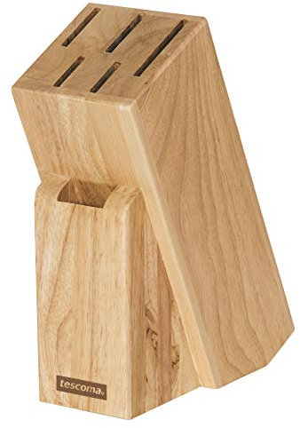 Tescoma Messerblock unbestückt aus Holz, für 5 Messer und Geflügelschere/Wetzstahl, Beige