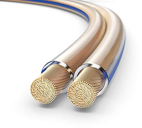 PureLink SP010-020 Câble d'enceinte 2x2,5mm² (99,9% OFC cuivre Massif 0,10 mm) Câble de Haut-Parleur HiFi, 20m, Transparent