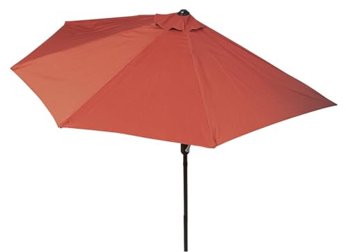 EASYmaxx Sonnenschirm halbrund | 270 x 140 x 235 cm | für Balkon und Terrasse | passgenau für Wände | mit praktischer Handkurbel und Sonnenschutz UV-Schutz 40+ | spendet Schatten