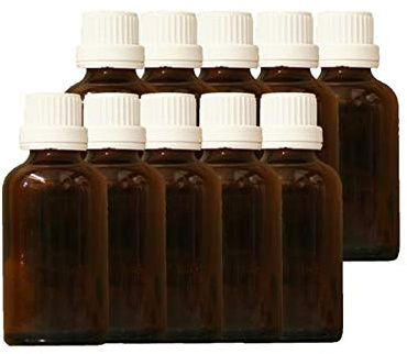 NaturGut 10er Pack 50ml Braunglasflaschen - Ideal für Apotheker, Ätherische Öle, Tinkturen - Tropfeinsatz DIN 18