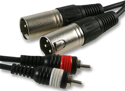 rhinocables Dual XLR 3 Pin to 2 RCA Phono Cable (1.5m, Black) | Audio Converter Lead for Studio & Home, Suitable for Musicians & DJs, Shielded for Crisp Sound, Black
