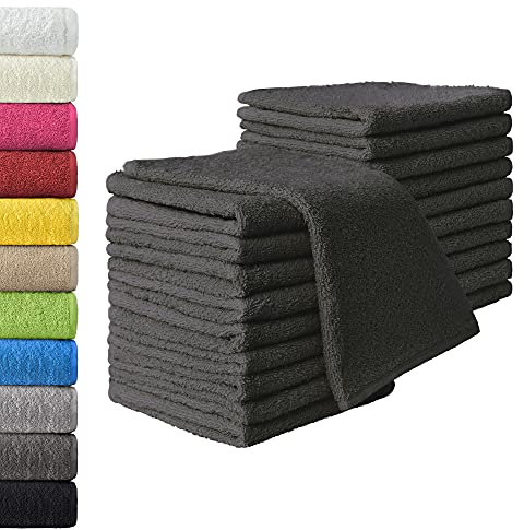 NatureMark Gästetücher – 20er Pack (30x50 cm), 100% Baumwolle, Oeko-TEX Zertifiziert, weich, saugfähig und pflegeleicht – Für Bad, Gäste & Spa – Anthrazit Grau