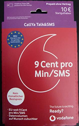 Vodafone CallYa Talk & SMS (9 Cent/min SMS in all German Networks) Prepaid Mobile Phone SIM Card with 10 Euro Start Credit, Previous Tariff 5/15 (German Network)