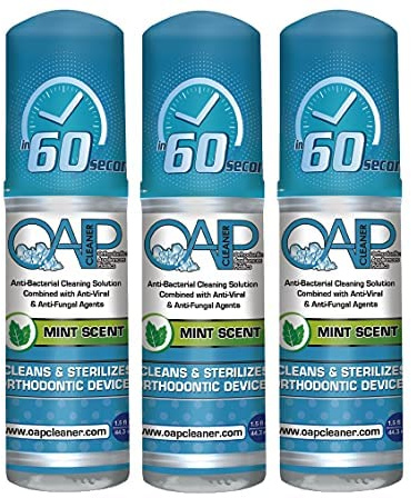 Orthodontic Cleaner by OAP Cleaner | Retainer Cleaner, Denture Cleaner, and Mouth Guard Cleaner | 60 Second Foam Cleanser | Paraben, Sulfate and Triclosan Free | 44.3 mL, 3 Bottles