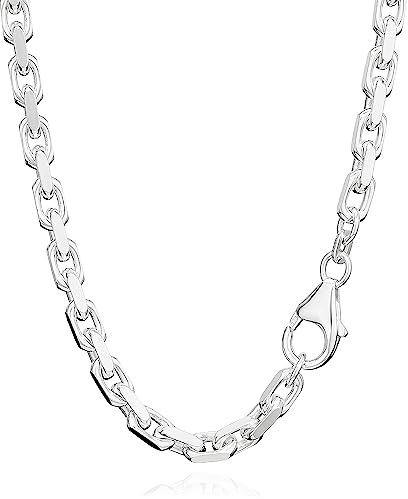 NKlaus Ankerkette aus 925 Sterlingsilber diamantiert 4,5mm breit 1 Stück | Nickelfrei; in Längen von 45 bis 80cm wählbar