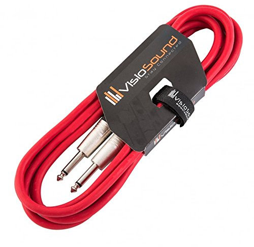 VisioSound Guitar Lead 6.35mm Mono Jack to Jack/Instrument Cable/Patch Lead / 6 Colours 3m Red