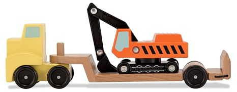 Melissa & Doug Trailer and Excavator Wooden Vehicle Set (3 pcs)