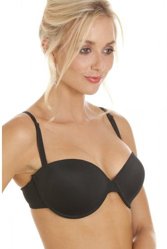 Camille Women's Black Bra with Removable Straps - Multiway Everyday T-Shirt Bra - 34DD