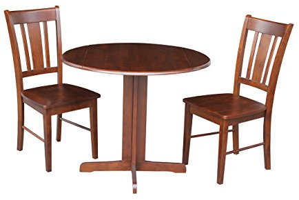 International Concepts Beistelltisch mit 2 Stühlen, Holz, Espresso, 91.44 cm
