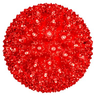 Novelty Lights LED 10in 150 Light Starlight Sphere, Red, Extra Large Ornament Ball Light, 5ft Hanging Cord with S Hook, 12ft Power Cord with Stackable Plug, Commercial Grade