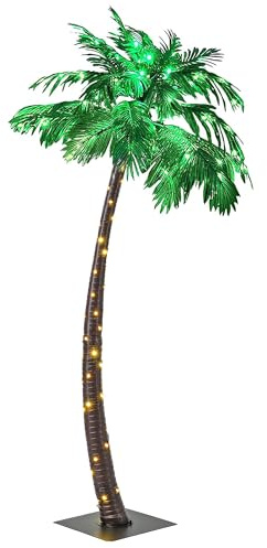 Lightshare 7 Feet Palm Tree 152LED Lights Artificial Fake Tree Decoration for Tiki Bar Outside Patio Porch Pool Christmas Nativity