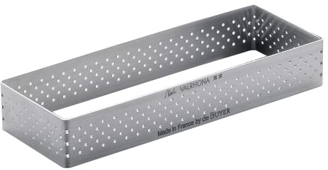 De Buyer Tortenring, perforiert, rechteckig, 25,4 x 8,1 x 2 cm, perfekt zum Backen von schön knackigen Törtchen, einfach zu verwenden und zu reinigen, Grau