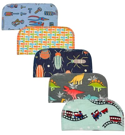 1 Ply Printed Flannel 8x8 Inches Little Wipes Set of 5 All Things Boy- Proudly Made in the USA!
