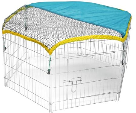 Freigehege, verzinkt, 6 Gitter 56,5x56,5 cm, mit Tür und Netz