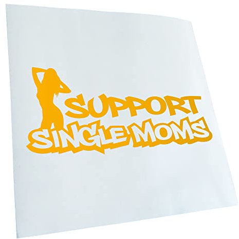 Kiwistar - Autoaufkleber - gelb - 60 x 27 cm - Support Single Moms - Heckscheibenaufkleber Auto Aufkleber wetterfest für Kfz LKW Mofa Truck - Sticker außen selbstklebend Tuning Zubehör für Fenster