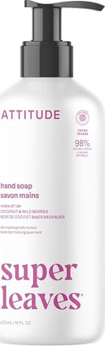 ATTITUDE Liquid Hand Soap, EWG Verified, Plant and Mineral-Based, Vegan Personal Care Products, Coconut & Wild Berries Scent, 16 Fl Oz