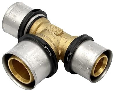 Pipetec Pressfitting T Stück 26x32x26 mm Mittelabgang erweitert TH Kontur Verbundrohr, DVGW, TH-Profil