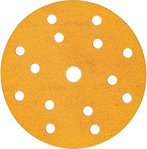 Mirka Gold universellt sandpapper sliprondeller Ø 150mm / Kardborreband / 15-hål/korn P400 / 100 st/För slipning av gips, spackel, spånskivor, trä, lack