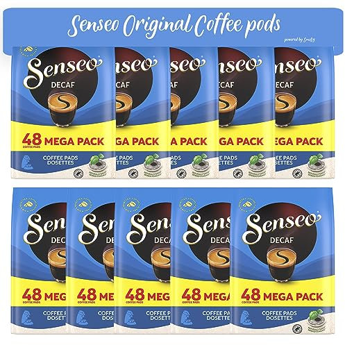 Senseo Décaféiné, Nouveaux Design, Lot de 10, 10 x 48 Dosettes de Café