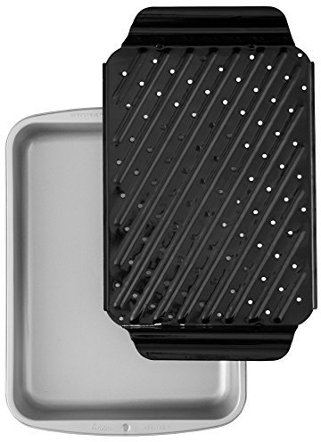 Wilton Recipe Right Non-Stick Large Broiler Pan Set, Ideal for Chicken Fajitas, Pork Chops and Rice, Halibut or Marinated Lamb Chops, 14.5 x 11-Inch