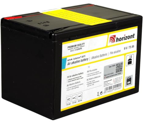 horizont turbomax AB75 Batterie alcaline pour clôture de pâturage 9 V 75 Ah Pour appareils de clôture de pâturage 9 V Haute tension pendant toute la durée de vie