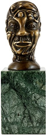 Moderne Kunst - Bronzefigur - Kopf mit Frauen Relief - Martin Klein - signiert - Erotik Kopf - Sexy Akt Skulptur