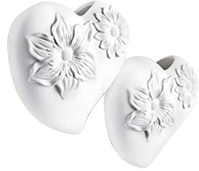 Luftbefeuchter Blütenherzen 300ml - 2er Set, Hochwertiger Keramik, inkl. Haken, Creme-weiß, Raumbefeuchter, Raumerfrischer, Diffusor, Wasserverdunster Verdunster