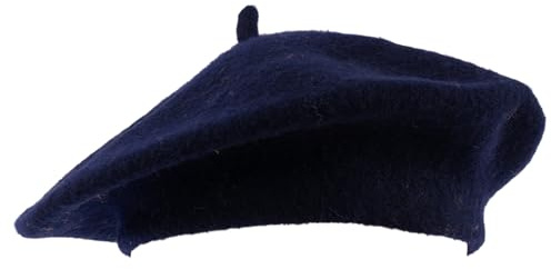 Hat To Socks Französische Baskenmütze aus Wollmischung – Klassische Unisex Künstler Militär Baskenmütze in Einfarbigen Farben (Marineblau)