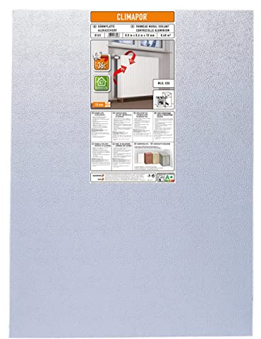CLIMAPOR Dämmplatte alukaschiert, Hitze-Kälte-Stop, 0,8 m x 0,6 m x 10 mm, 12 Platten (ca. 5,76 qm)