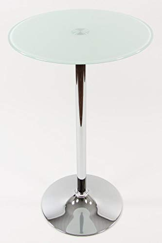 HeuSa Tech Bistro Tisch Glasplatte rund 102 cm Tischplatte Glastisch Stehtisch Modell Berlin (Weiß)