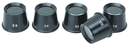 5 Piece Loupe Set 2x, 3x, 5x, 7x, and 10x Magnifying Loupes Watchmaker Jewelers and Hobbyist Tool