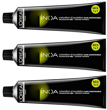 Loreal Inoa 7,44 mittelblond tiefes kupfer 3 x 60 ml Haarfarbe ohne Ammoniak LP Coloration