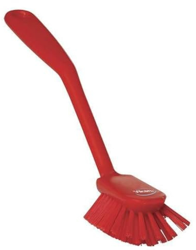 Vikan 42374 Dish Brush with Scraping Edge, Red, Medium, 280mm Length, 60mm Width, 55mm Height