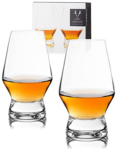Viski Scotch-Gläser aus Kristallglas mit Fuß, 2er-Set, bleifreies Premium-Kristallglas, klassische Whiskygläser, Scotch-Gläser-Geschenkset, 8 Unzen (237 ml), Klar