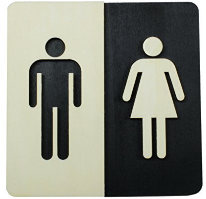 WC Schild Holz Toilettenschild Toilette Türschild Damen Herren Piktogramm (14x14cm)