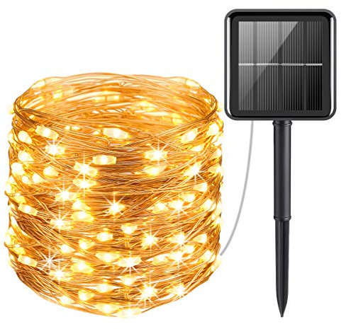 Criacr Solar Lights Outdoor Garden, 120 LED 12M/40Ft Solar Garden Lights Waterproof with 8 Modes, Copper Wire Fairy Lights Indoor Outdoor for Tree Patio Wedding Home Party (Warm White)