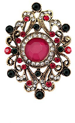 Vintage-Schmuck im alten Stil, klassische Diamantblume, vergoldete Strass-Broschen, Anstecker für Damen, rose, xl