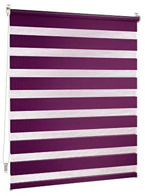 Victoria M. Doppelrollo Klemmfix ohne Bohren, 100 x 150cm (BxH) Aubergine/Lila, Rollo Fensterrollo lichtdurchlässig & verdunkelnd，Duo-Rollo Klemmmontage Zebrarollo für Fenster & Türen