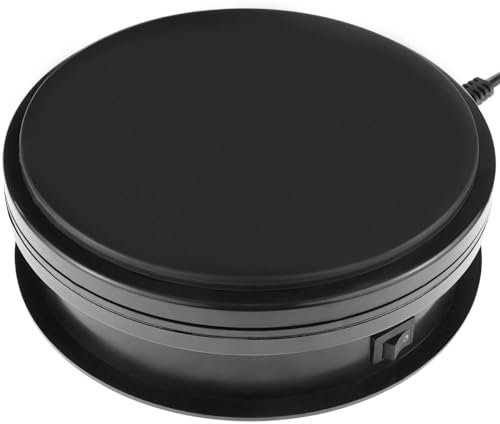 PrimeMatik - Plateau tournant Electrique 15cm Blanc Noire