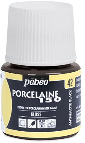 Pebeo Porcelaine 150 Porzellanfarbe, 45 ml, Anthrazit