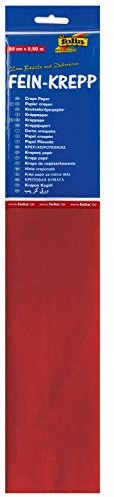 folia 822134-10 - Krepppapier, 10 Lagen in feuerrot, jede Lage ca. 50 x 250 cm, 32 g/m², sehr elastisches und dünnes Papier, mit einer unebenen und rauen Oberfläche