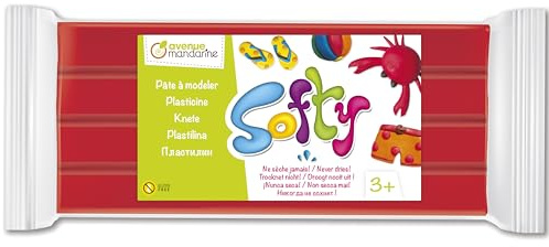 MY MANDARINE SO0870500400C - Un pain de 500 g de PATE A MODELER - Softy - À partir de 3 ans - ROUGE