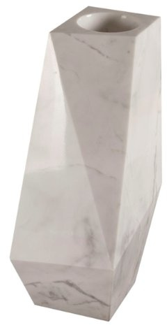 Design Marmor Vase – Kubistisch, Modern und Massiv aus weißem Naturstein，Maße H/B: 30/14cm Gewicht: ca. 10kg