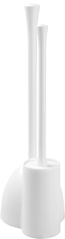 iDesign Una Plastic Toilet Bowl Brush and Plunger Combo Set for Bathroom Cleaning and Storage, White