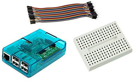SB Components Case for Raspberry Pi 2 Model B & Raspberry Pi 3 B+ with Mini BreadBoard and 40pcs Male to Female 20cm Jumper Wire Connectors (Blue)