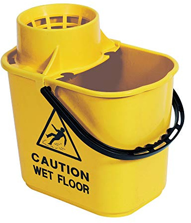 2Work Plastic Mop Bucket With Wringer 15 Litre Yellow CNT00691
