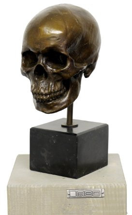 Kunst & Ambiente - Moderne Bronzefigur - Totenkopf - signiert - Alfred Stevens - Schädel Skulptur - Skull Bronze - Tattoo Schädel
