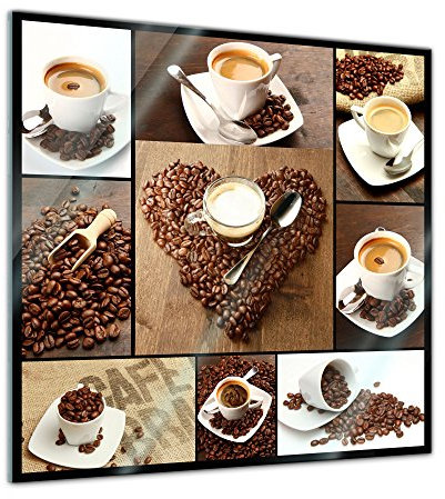 Bilderdepot24 Glasbild - Kaffee Collage - 20x20 cm - Deko Glas - Wandbild aus Glas - Bild auf Glas - moderne Bilderdepot24 Glasbilder - Glasfoto - Echtglas